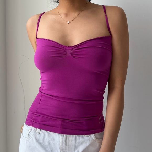 Marciano Tops - 2000s Made in USA Marciano Magenta Ruched Camisole - XX-Small
